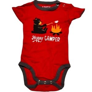 Lazy One Cotton Onesie Size 6 Month Red Bear TAKE A HIKE